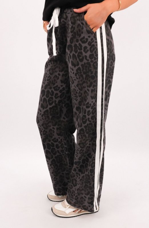 Portland Denim Pant Charcoal Leopard