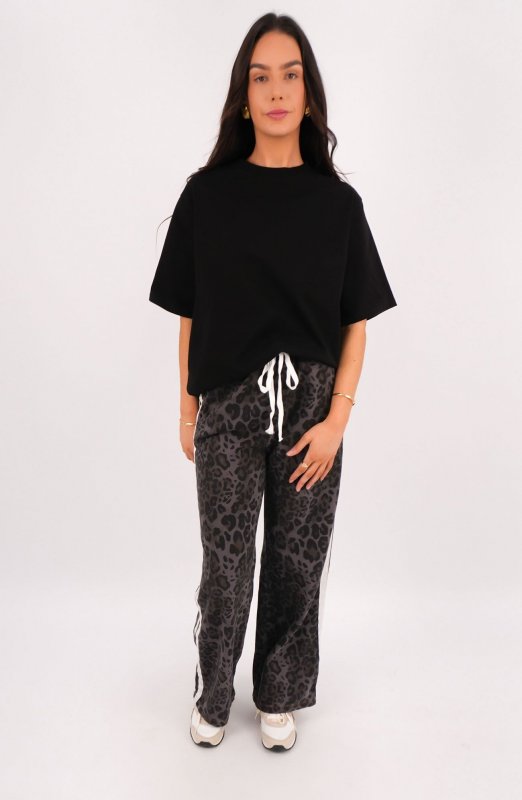 Portland Denim Pant Charcoal Leopard